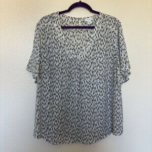 Liz Claiborne Too Black And White XXL Geometric Short Sleeve